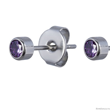 Пусеты Fiore Luna, Cubic zirconia Amethyst, SWE0128 AM S Пусеты Fiore Luna, Cubic zirconia Amethyst, SWE0128 AM S